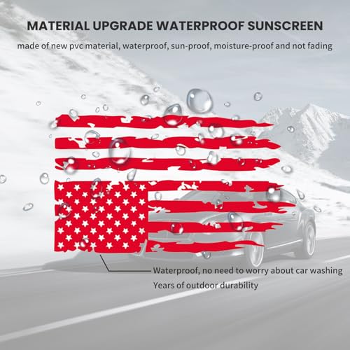 Image of 1 PC Distressed American Flag Vinyl Decal, 20.47x11.81 Inch US Flag Truck Tailgate Decal, Universal for Pickup Truck Tailgate Car Door Sides Windshield Decoration (Red)
