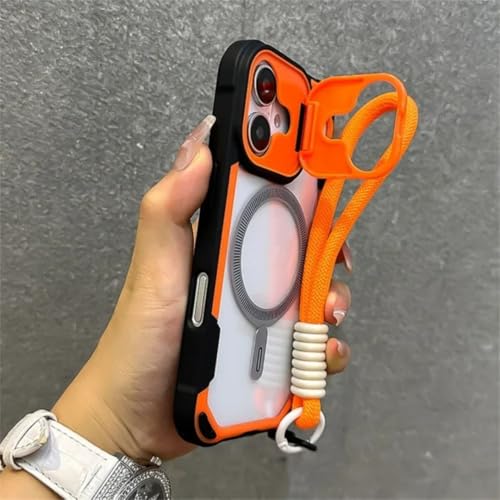 Coque iPhone 17 Pro Armor avec support et dragonne anti-chute orange
