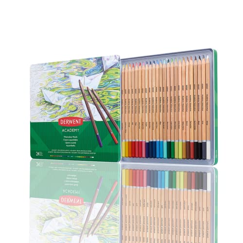 Image of Derwent Academy Watercolour Pencils Tin (Set Of 12), Blue, Multi