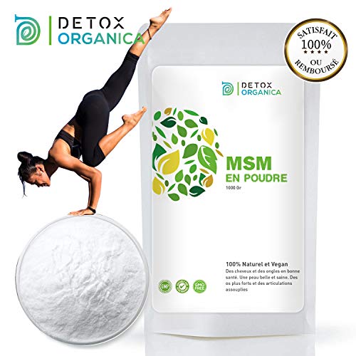 Detox Organica MSM Polvo MSM 1 kg Puro 99,9% - 100% natural y vegano, aliado para la artritis y los dolores articulares; Detox y joven; Contra las carencias de padre; fabricado en Alemania