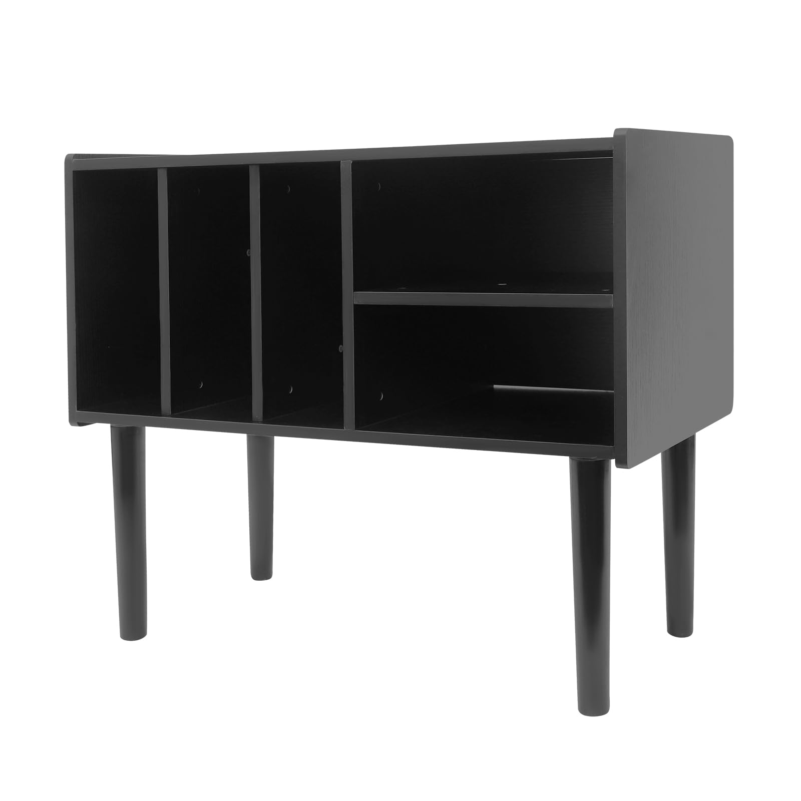 Supporto per giradischi con contenitore in vinile, 80 x 40 x 68 cm, nero | Supporto per giradischi, portata 45,36 kg, per giradischi, dischi in vinile e accessori audio