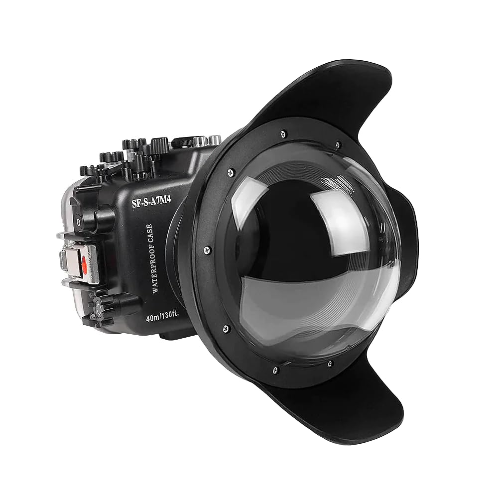 Seafrogs 40 Meters / 130 feet's Waterproof Underwater Camera housing for Sony A7M4 with 8-inch Optical Acrylic Dome Port for Sony FE 16-35mm F2.8 GM (Zoom Gear Included)