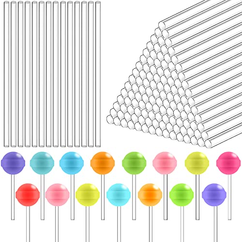 DOUSELLA 120 Pièces Bâtonnets de Sucettes en Acrylique Bâtonnets de Sucettes Transparentes Baton Acrylique Cake Topper Bâton Pop Cake Réutilisable Bâton...