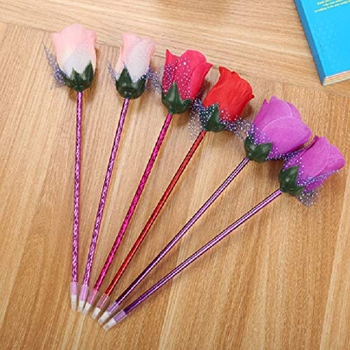 Office & School Supplies 5 PCS Rose Flower Shape Ballpoint Pen Office Supplies Cute Love Girls Students Stationery, Random Color Delivery
