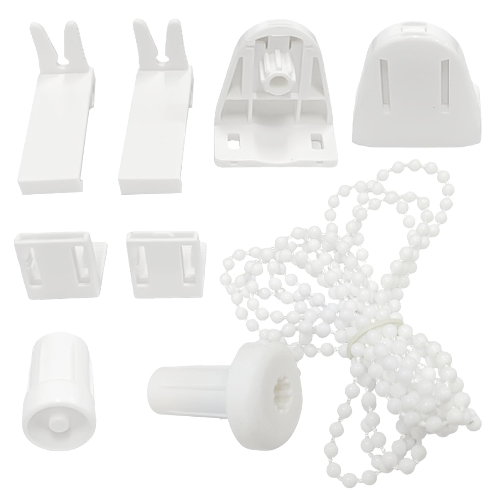 Huoflame Rollo Halterung Fenster 17mm Ohne Bohren - Verdunklungsrollo Klemmfix Zubehör Set für Rollos & Jalousien – 1 Set Fensterrollo Halter POM Kunststoff mit Kugelkette – Fenster Rollos