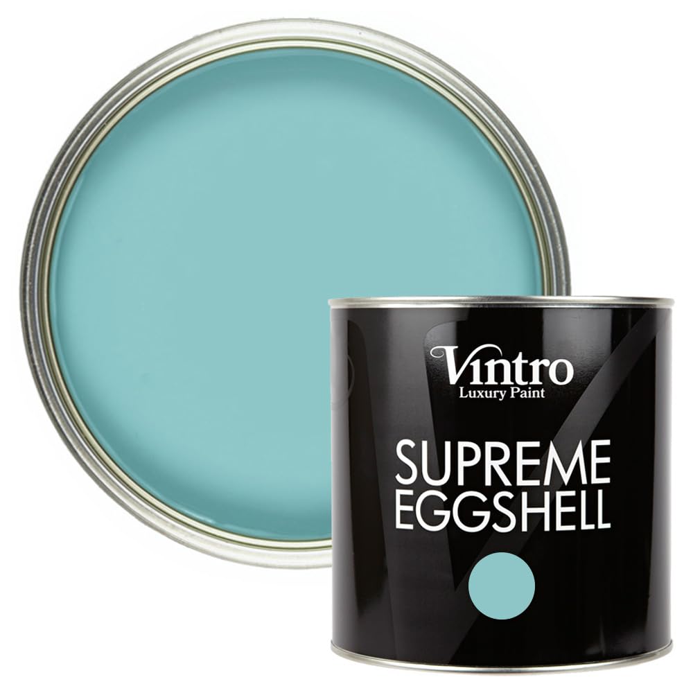 Vintro Paint | Eggshell Paint | for Walls | Wood | Trim | Satin Furniture Paint | Interior & Exterior Use. (Turquoise - Christabelle, 2.5 Litres)