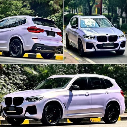 Image of Light Purple Gray to Charming Diamond Gold Metallic Chameleon Vinyl Wrap Sparkling Pearlescent Pink Color Change DIY Vehicle Vinyl Film, 59.84 inch x 39.37 inch