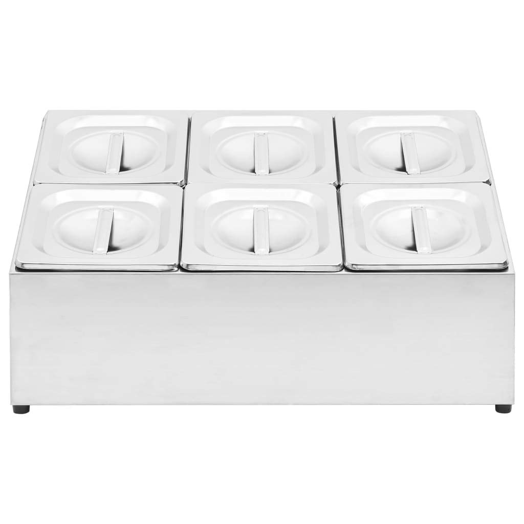 Homgoday Soporte de Bandejas Gastronorm Doble Fila - Acero Inoxidable, 6 Contenedores GN 1/6, Apto Lavavajillas
