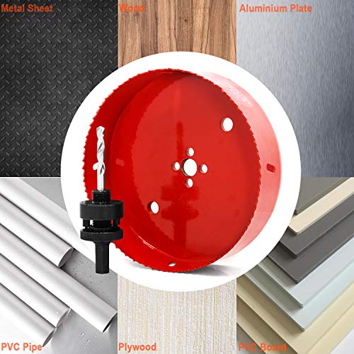 Koopi 6 3/8 inch Hole Saw with Heavy Duty Arbor, 38mm Depth Bi-Metal Hole Cutter, Easily Drilling Wood, Plastic, Plywood, Ceiling, Thin Metal for Recessed Lighting, Can Lights (162mm Dia.) - Thumbnail 4