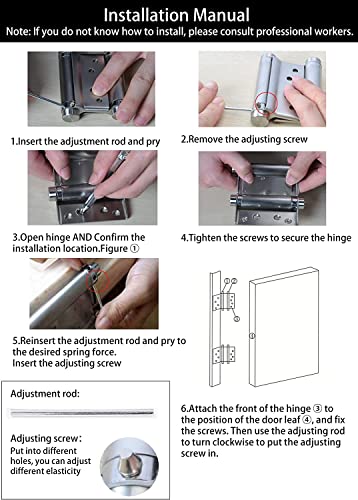5" Double Action Spring Hinges, Self Closing Door Hinges For Saloon Cafe Pub Swinging Doors, 201 Stainless Steel, Including Pins And Screws, 4-Pack #TOP2