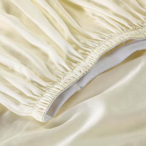 Sijo AiryWeight Tencel Sheet Set, 100% Lyocell Derived from Eucalyptus, Buttery Soft, Architectural Digest 2022 Best Cooling Sheets Winner - 2pc - 1 Pillowcase 1 Fitted (Cream, Twin)