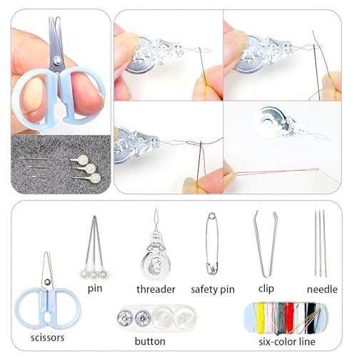 2PCS Mini Travel Sewing Kit (Blue + Pink) – Portable Emergency Sewing Supplies with Scissors, Buttons, Needles & Threads | Compact Sewing Kit for Travel, Camping, Home & DIY Repairs - Image 2