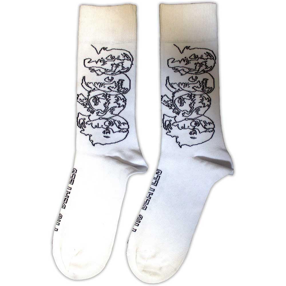 The Beatles Blanc Album Faces Outlines Ankle Chaussettes Size One Size - Les Beatles, Paul McCartney, John Lennon, RIngo Starr, George Harrison The Beatles Blanc Album Faces Outlines Ankle Chaussettes Size One Size