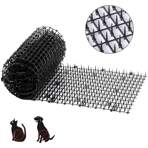 Bynccea Cat Scat Mat with Spikes, 10ft Black Cat Repellent Mat Anti Cat Prickle Strips Network Digging Stopper Outdoor PP Plastic Cat Spike Mat Cover