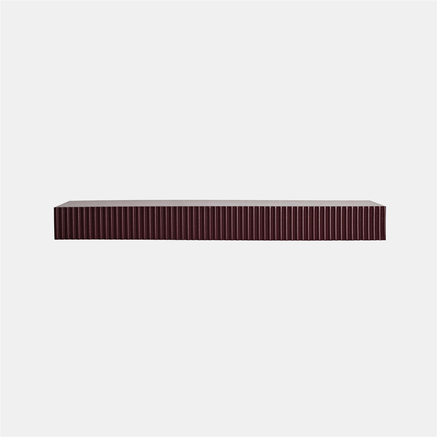 OHS Ribbed Floating Shelf, Mounted Wall Shelf Decorative Shelving Unit for Wall Easy to Install Photo Gallery Bookshelf Floating Shelves for Bedroom Living Room Office Storage, Dark Berry