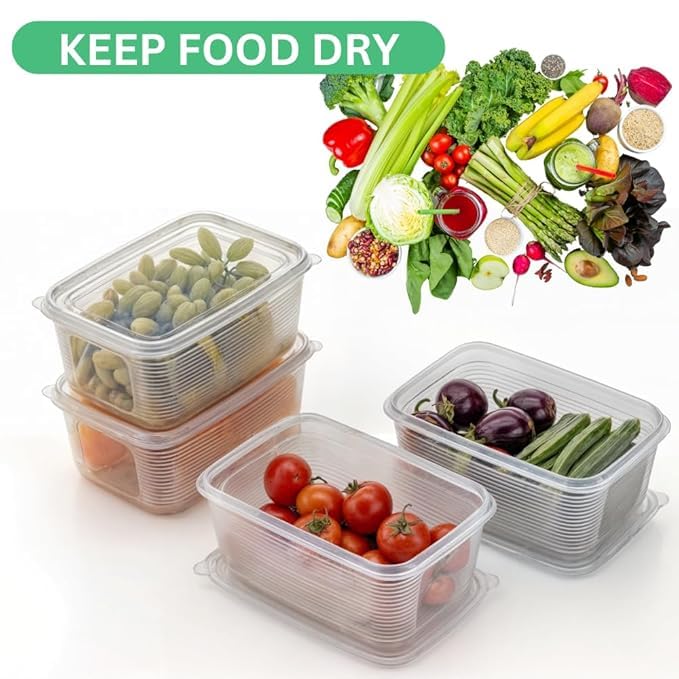 Image of TASMAX Fridge Storage Boxes, Plastic Fridge Containers, Fridge Accessories Items, (RECTANGLE FRIDGE CON(1800ML) 4PCS)