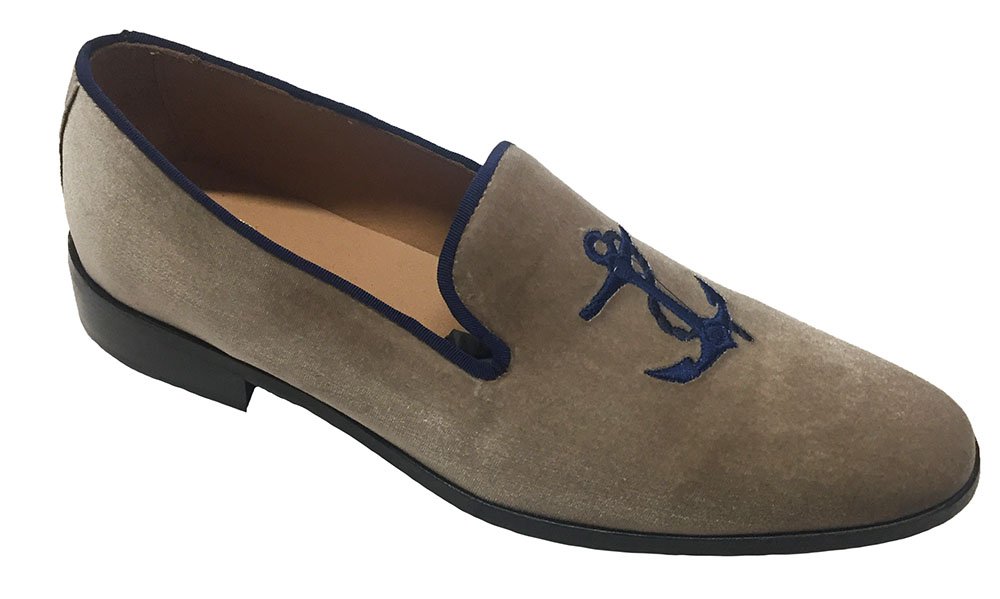 Slippers en velours avec broderie ancre personnalisables