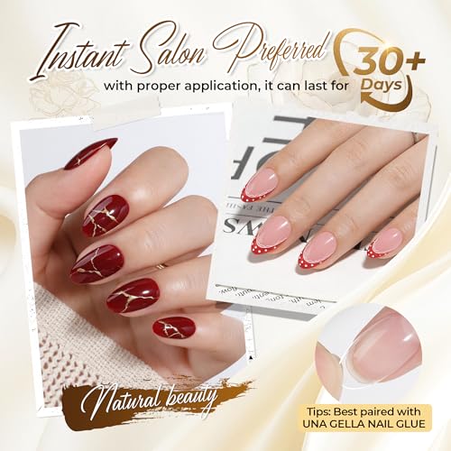 Image of UNA GELLA Oval Fake Nails Pre-shape 504pcs Almond Gel Nail Tips Round Almond Press on Nails for Full Cover Acrylic Round Oval Full Nails False Nails 12 Sizes False Soft Gel Tips