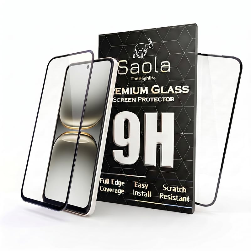 Image of Saola HD Clear Tempered Glass for Tecno Spark GO 2 | High Strength 9H Protection, Smooth Touch, Full Coverage Screen Guard, 2-Step Installation Kit | Quick & Easy Application (Pack of 2)