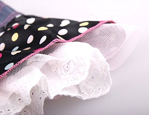 SMALLLEE_LUCKY_STORE Small Dog Dress Female Denim Overalls Vest Dots Print Lace Skirt Tiered Heart Shaped Pet Clothes S - Image 2