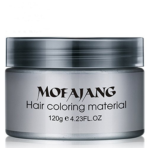 Temporary Hair Color Wax, Silver Gray Hair Wax, Disposable Hair Dye, Unisex Hairstyle Coloring Cream, Silver Ash Matte Hair Color Mud Hair Dye Cream, 4.23 oz (Grey)