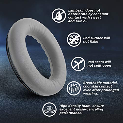 Image of Lambskin QC45 SE QC35ii QC35 QC25 QC15 Earpads Cushions Replacement Ear Pads for Bose QC 45 35 II QC2 AE2 AE2i AE2w SoundLink SoundTrue 35ii 25 15 2 AE QuietComfort Sheepskin Leather Gray (Silver)