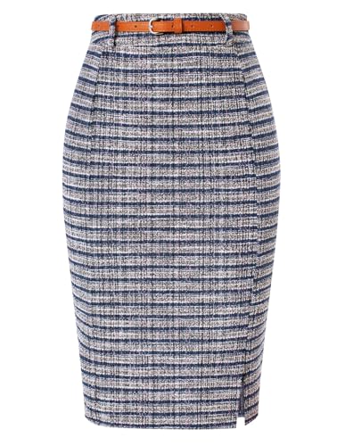 Kate Kasin Women's Tweed Pencil Skirt Knee Length High Waisted Sk...