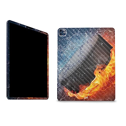 Image of MightySkins Carbon Fiber Skin Compatible with Apple iPad Pro 12.9 inch M2 6th Gen (2022) Full Wrap Kit - Hockey Fire | Protective, Durable Textured Carbon Fiber Finish | Easy to Apply | Made in The USA