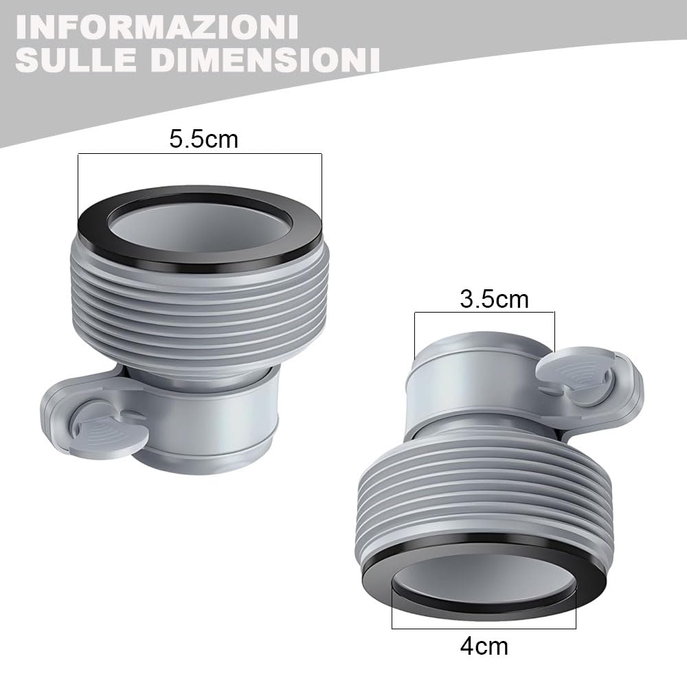 4 sztuki adaptera węża basenowego, złącza węża basenowego, spiralne złączki rurowe, akcesoria basenowe do złączek 1,5" (B)