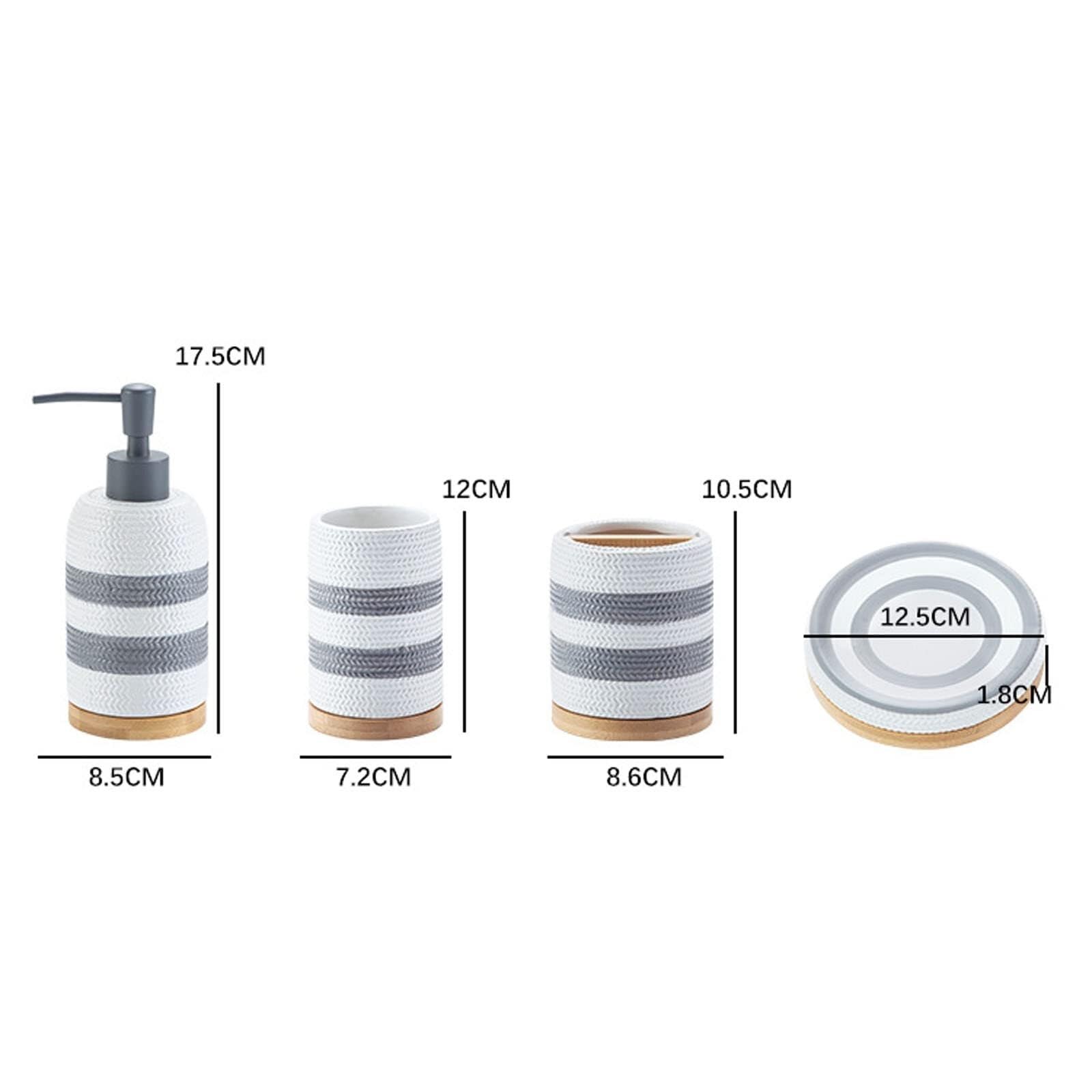 Set di accessori per il bagno Set di accessori for il bagno moderno con dispenser, portasapone, portaspazzolino e bicchiere Arredamento per gli affittuari