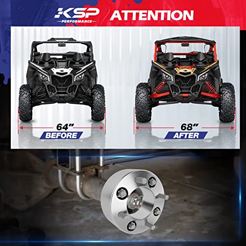 Image of KSP 4x156mm ATV Wheel Spacers for Polaris Ranger RZR Sportsman Xplorer 400 500 600 700 800, 2 inch(50mm) Thickness with 3 /8 inch-24 Studs 131mm Hub Bore for Kawasaki 300B Lakota KSF 250 KXT 250