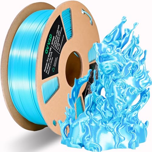 Image of OVV3D Silk PLA Filament 1.75mm, Upgrade Sky Blue PLA Filament 3D Printer Filament, Silk Blue 3D Printing Filament, 3D Filament 1.75 + /- 0.02mm, Silk 1.75 PLA Filament for 3D Printer and 3D Pen, 1kg