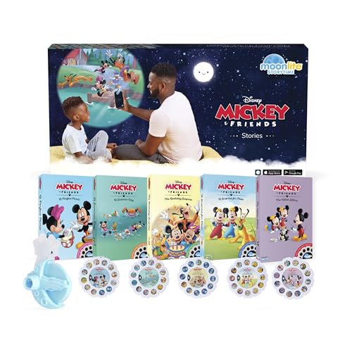 Image of Moonlite Storybook Projector Gift for toddler with 4 Mickey Mouse and Friends Digital Story Book Reels, Learning Gifts for Toddler Boy or Girl, Sensory Light Projections, in-App Sounds, Ages 2 and Up