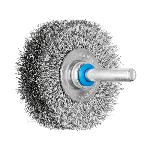 Image of PFERD Round Brush Untwisted RBU | Diameter 50 x 15 mm Shaft Diameter 6 mm Stainless Steel Wire Diameter 0.20 | 43198002 - for Straight Sanders, Drills, Bending Shafts