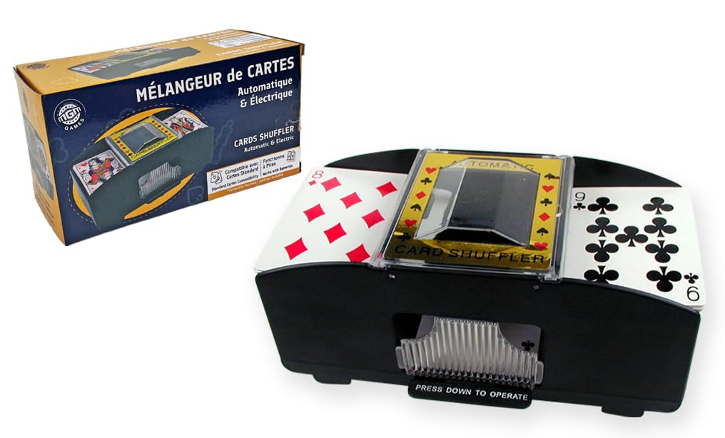 Mélangeur De Cartes Automatique MGM Games – Boîtier électrique Sur Piles AA, 20x9 Cm, Mélange Aléatoire, Idéal Pour Poker Et Jeux De Société