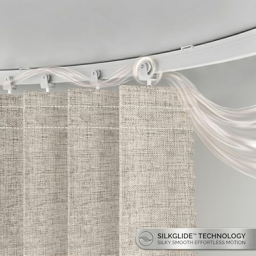 Image of JILRON Accordion Partition Curtain with Ceiling Track - Space-Saving Room Divider, Tool-Free Installation(Off-White 100 inch W x 108 inch L-Pack of 1)