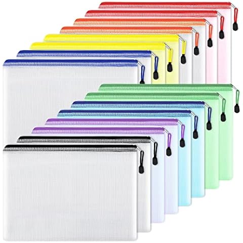 EOOUT 16pcs Mesh Zipper Pouch Document Bag Cover