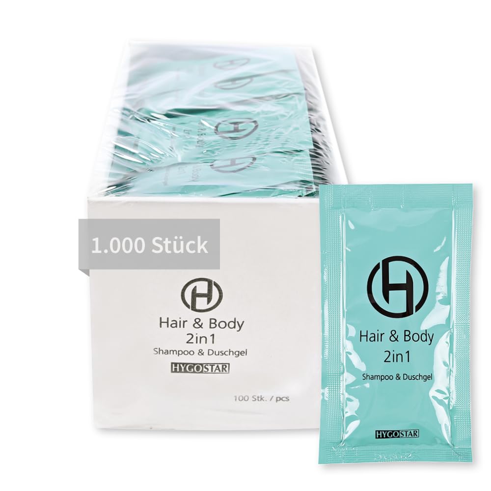 FRANZ MENSCH 1000 Stück, Hair & Body 2in1, 12 ml, hellblau, Einwegkosmetik | Sachet, 11x6cm, Karton, Shampoo & Duschgel, Hotelkosmetik, Einmalkosmetik, hotel amenities, Gäste, Reise