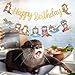 Sea Otter Birthday Banner Decorations Gold Cute Otter Happy Birthday Banners Sea Animal Party Decorations for Ocean Theme Birthday Party Supplies