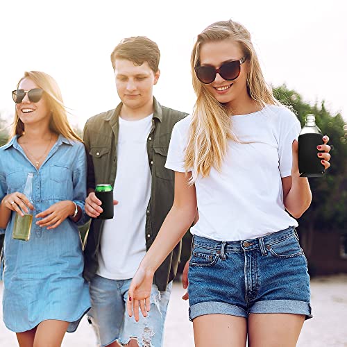 kwmobile Set of 2 Neoprene Can Coolers Compatible with 500ml Can - Keep Beer Soda Soft Drinks Cool - Black - Image 2
