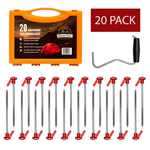 Primal Force Replaceable Ground Stakes for Tents - Screw Design, Corrosion Resistant, 20