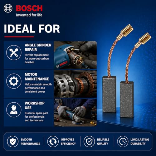 Image of Bosch Genuine Carbon Brush Set for GWS 600 & GWS 700-100 Angle Grinder | Original Bosch Packed Spare Part | Motor Carbon Brush Pair