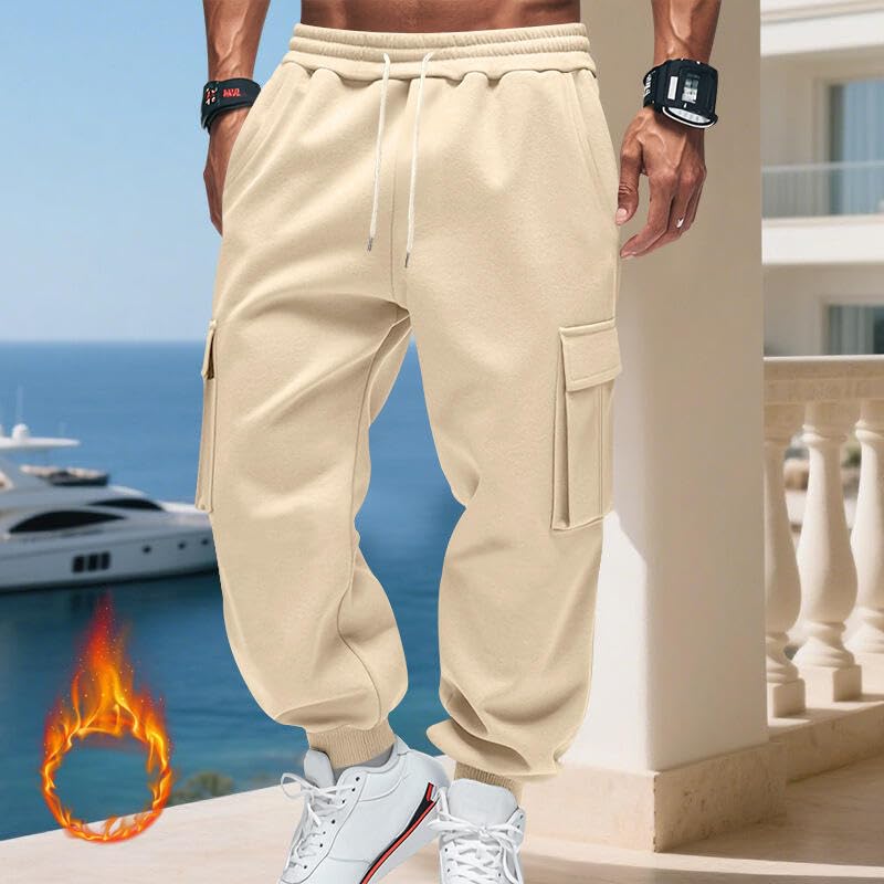 Mens Warm Work Pants with Heavyweight Stretch Waistband Pockets and Relaxed Drawstring Design3