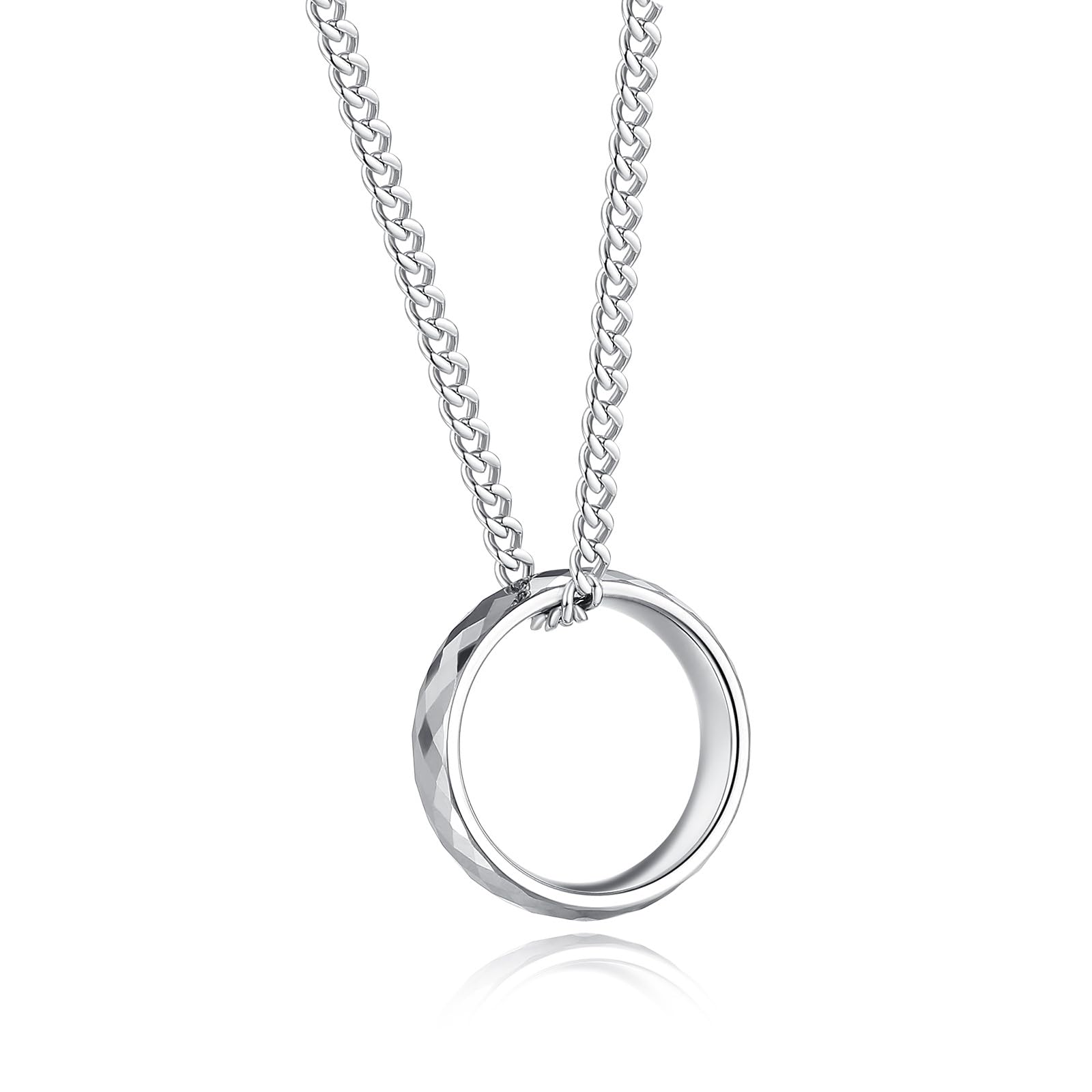 GAVUMens Tungsten Steel Ring Necklace