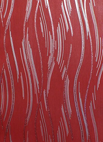 Glitzertapete, schimmernd, strukturiert, moderne Linien, Streifen, rot, grau, silber thumbnail