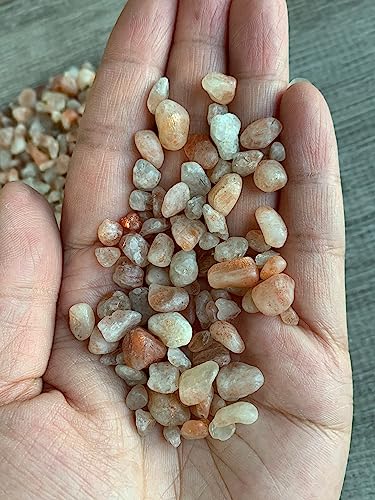 Image of 2 oz Lot Natural Semi Tumbled Gemstone Chips, Crushed Mini Crystals, Undrilled Crystal Chips (Sunstone)