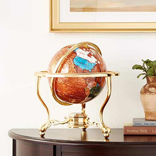 Exclusivo Art Globo de mesa de 33 cm de altura com suporte de ouro com pedra preciosa e suporte de t