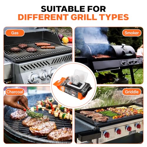 Q-Swiper Grill Cleaning Wipes - 40 Count. Bristle Free and Wire Free Grill Cleaner. Safe Way to Remove Grill Grease and Grime for a Healthy Grill. Use with Q-Swiper Grill Brush (Sold Separately)