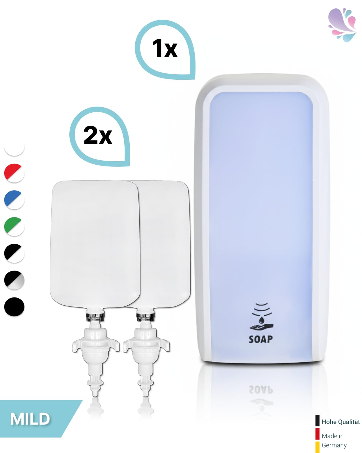 Set: Jabón Sensor Blanc Cosmos Varios. Colores + 6 x de 1 L ESPUMA Jabón Mild – del Juego, Weiß