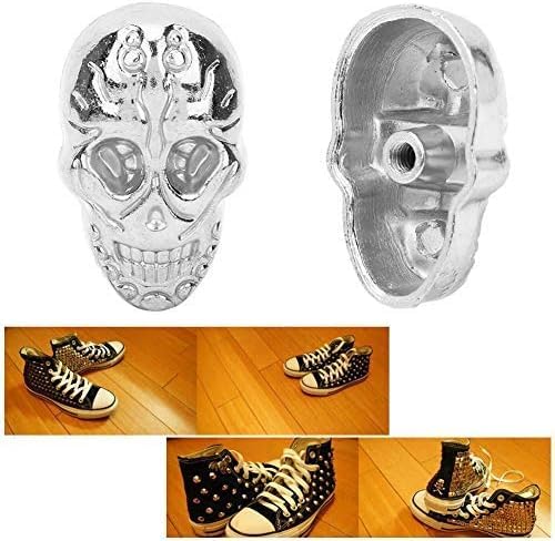 bouton rivet tete de mort, 20 pièces rétro Punk crâne décoratif Rivet métal pièces moulées Punk clouté personnalité bricolage bagages maroquinerie accessoires de couture(88 Tête de fantôme Argent)